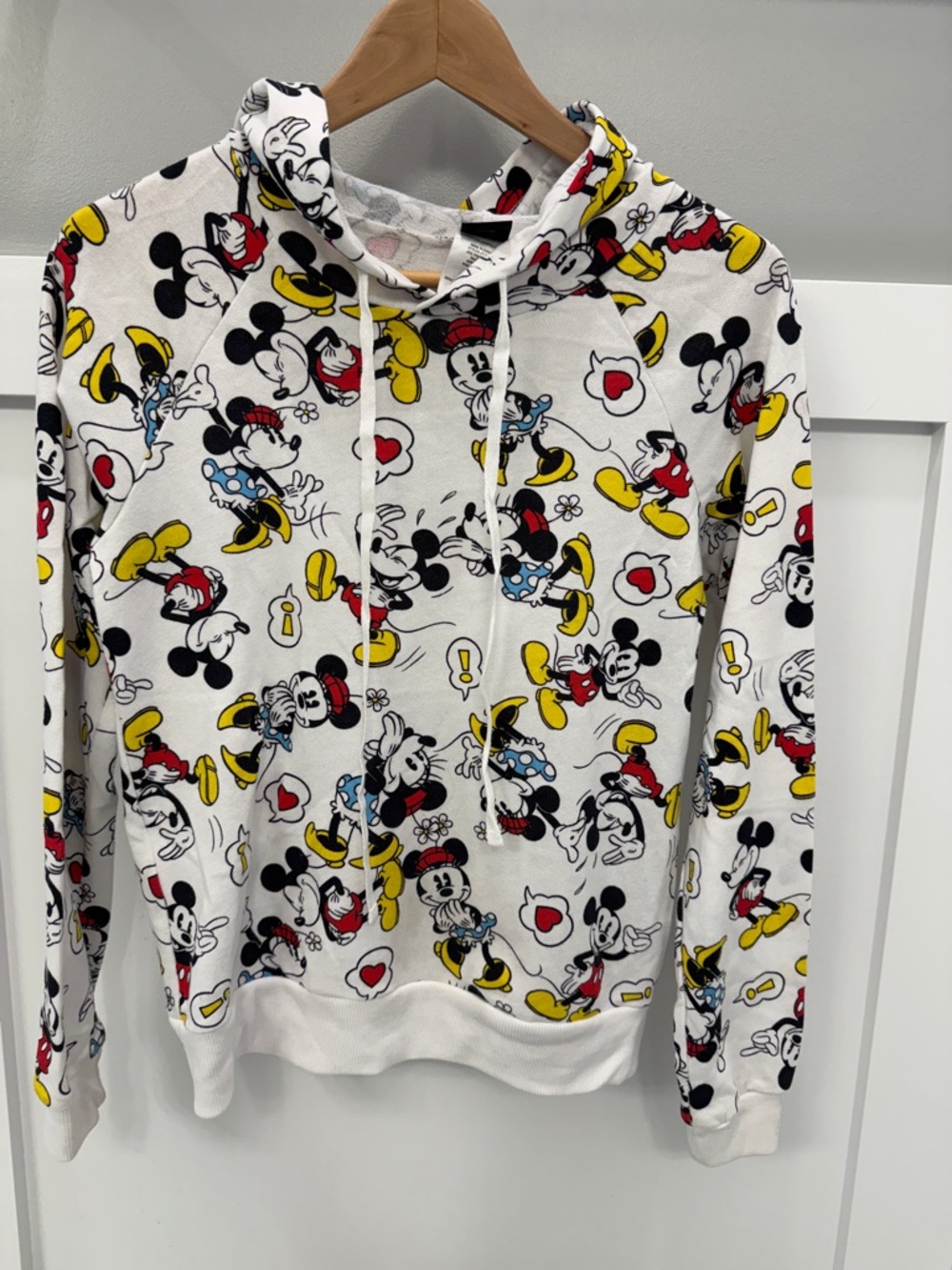Disney White Mickey & Minnie Allover Print Hoodie Sweatshirt